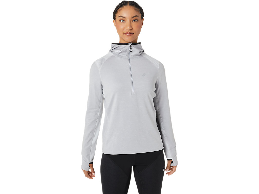 Women's Asics Winter Run Long Sleeve Hoodie Grey / Black | 9315-JPFBS