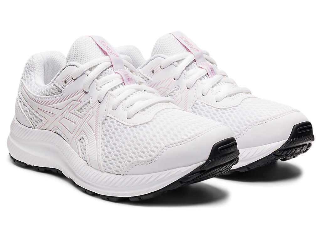 Kids' Asics Contend 7 Grade School Running Shoes White / Rose | 0685-OABFE