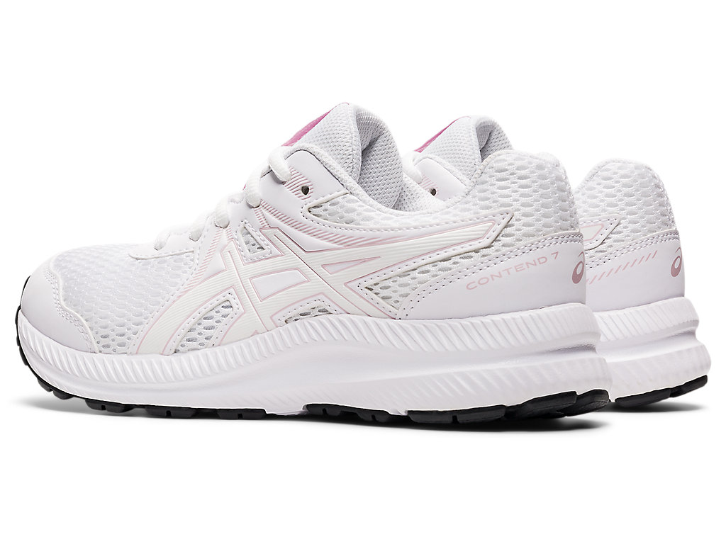 Kids' Asics Contend 7 Grade School Running Shoes White / Rose | 0685-OABFE