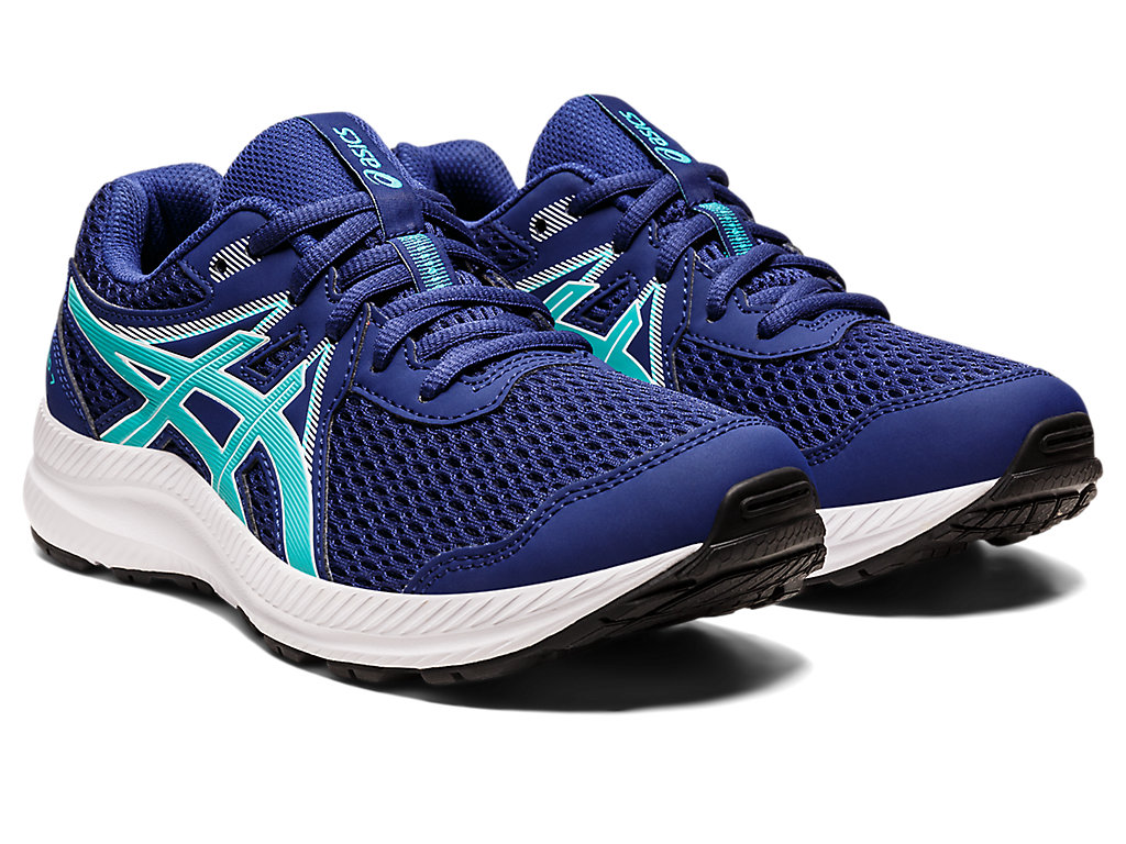 Kids' Asics Contend 7 Grade School Running Shoes Blue | 1576-RMWDL