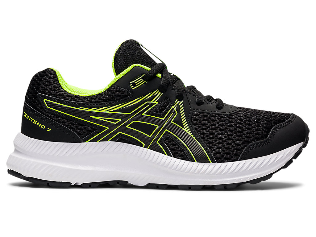 Kids\' Asics Contend 7 Grade School Running Shoes Black / Green | 8754-RLKPD