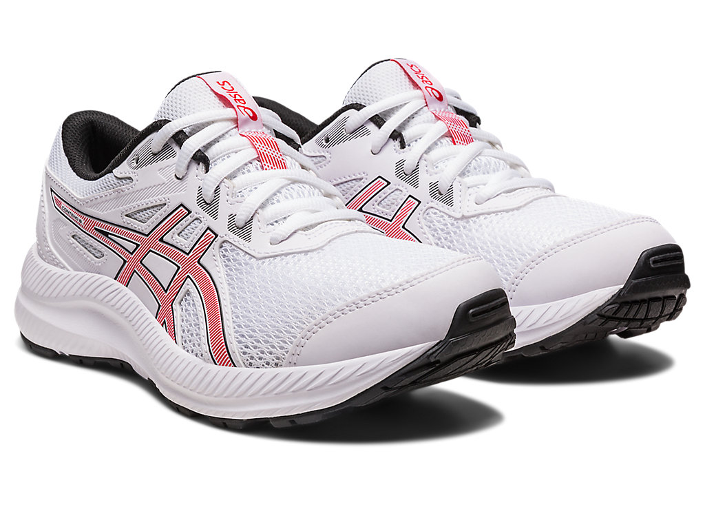 Kids' Asics Contend 8 Grade School Running Shoes White / Red | 2781-JVIAN