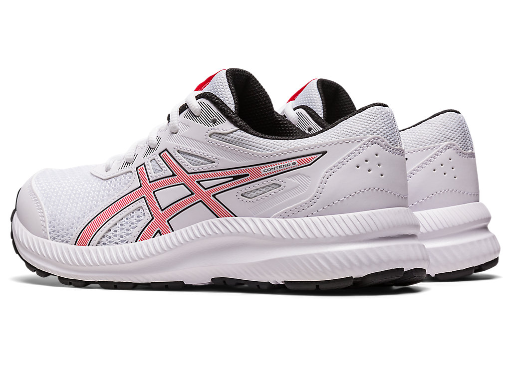 Kids' Asics Contend 8 Grade School Running Shoes White / Red | 2781-JVIAN