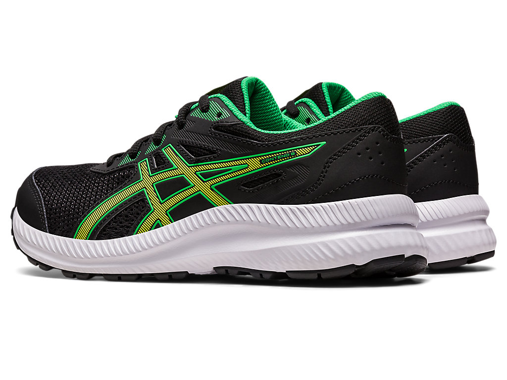 Kids' Asics Contend 8 Grade School Running Shoes Black / Light Green | 3624-HIQYM