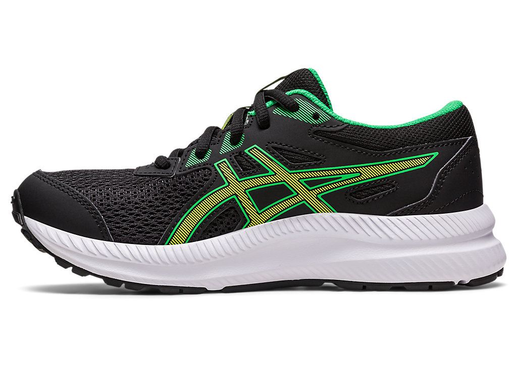 Kids' Asics Contend 8 Grade School Running Shoes Black / Light Green | 3624-HIQYM