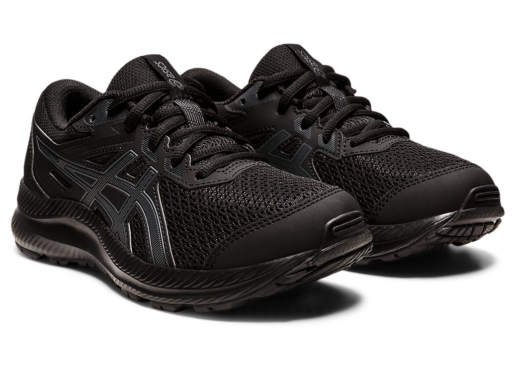 Kids' Asics Contend 8 Grade School Running Shoes Black / Grey | 4863-FZTNM