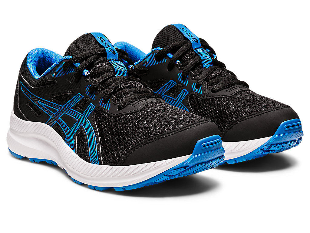 Kids' Asics Contend 8 Grade School Running Shoes Black / Blue | 6241-ZURTA