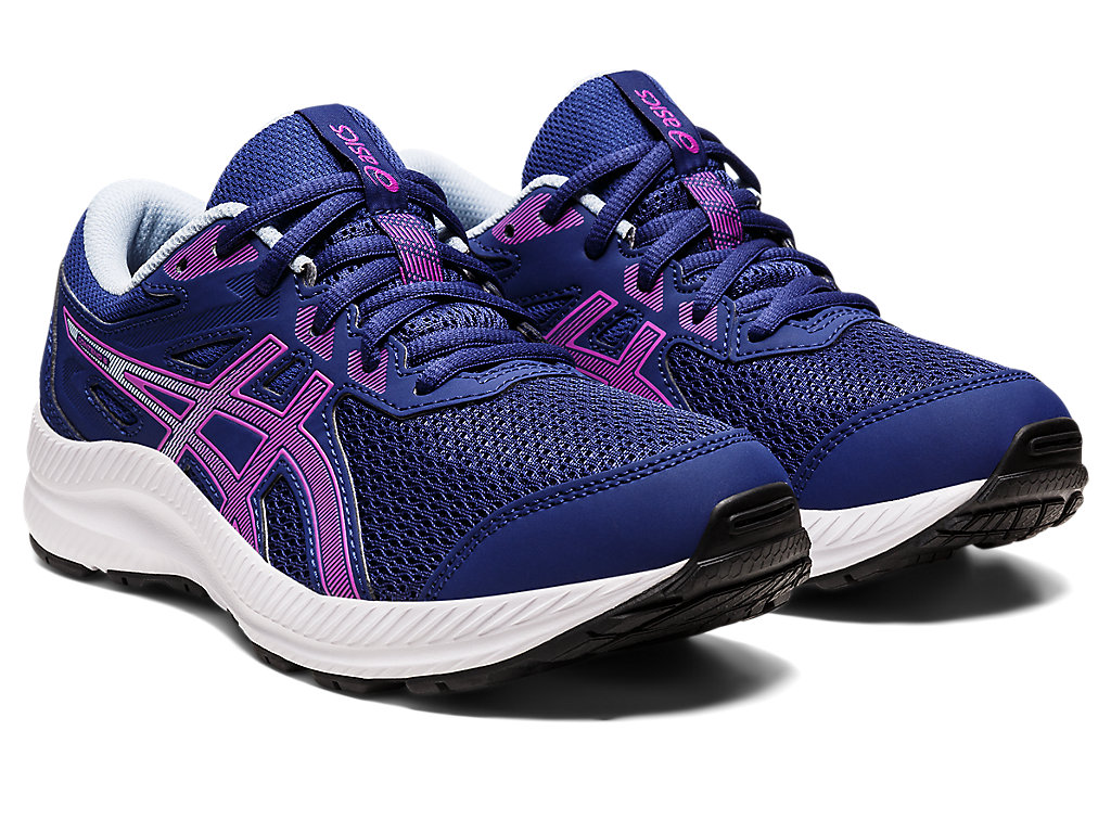 Kids' Asics Contend 8 Grade School Running Shoes Blue / Purple | 6518-ZGLTB