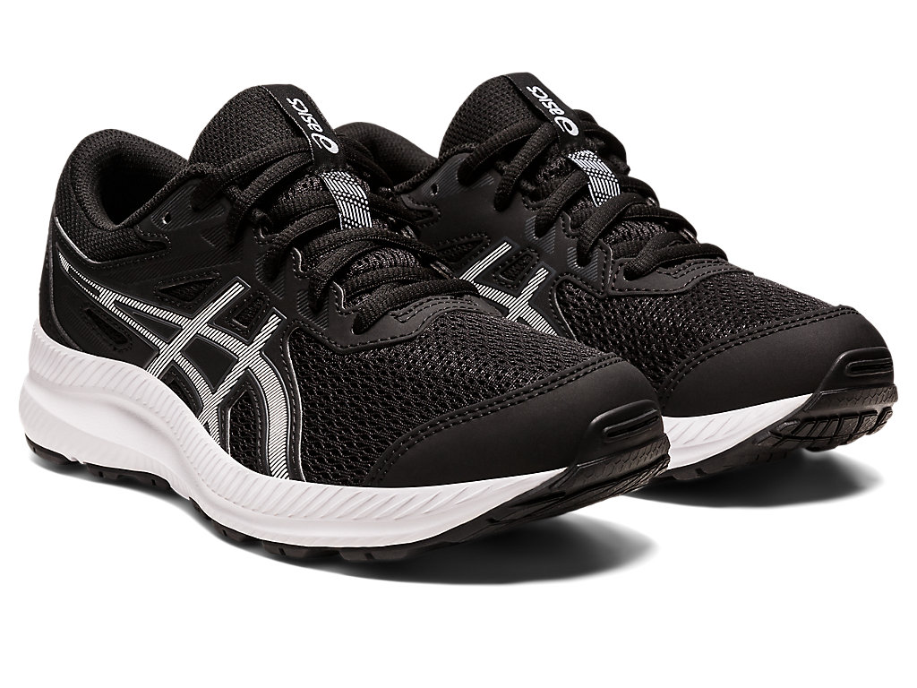 Kids' Asics Contend 8 Grade School Running Shoes Black / White | 8731-KJCZW