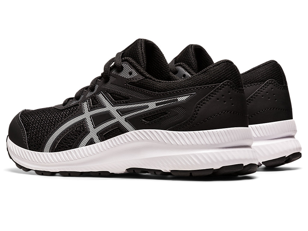 Kids' Asics Contend 8 Grade School Running Shoes Black / White | 8731-KJCZW