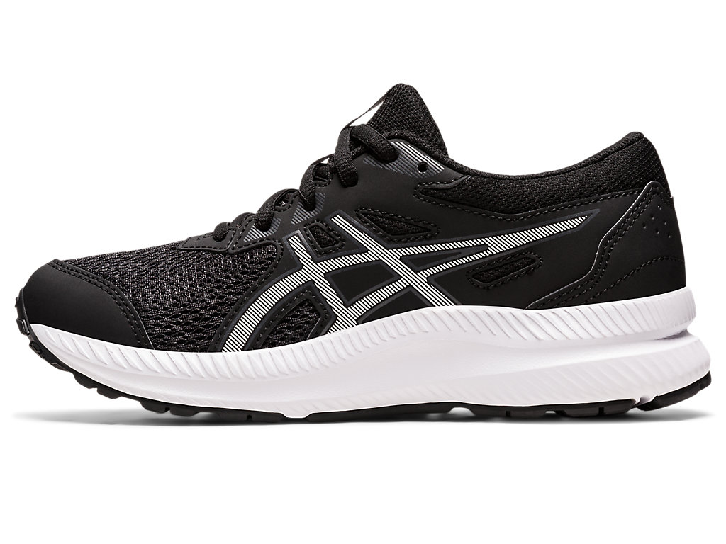 Kids' Asics Contend 8 Grade School Running Shoes Black / White | 8731-KJCZW