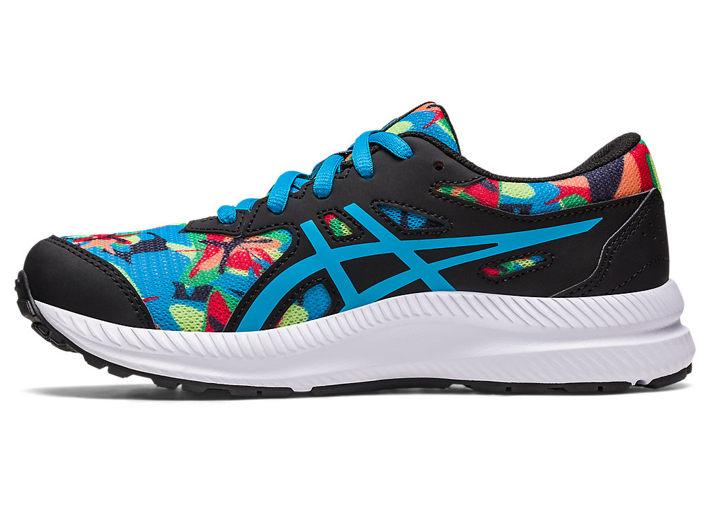 Kids' Asics Contend 8 Grade Scool Running Shoes Black / Blue | 3041-GQPBL