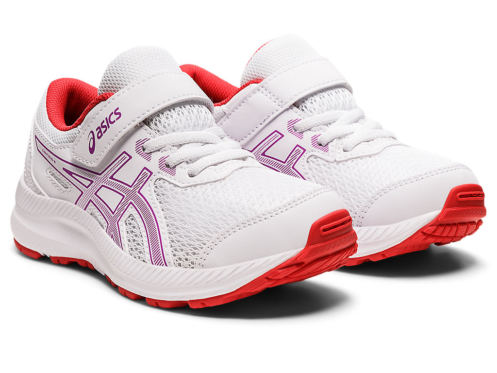 Kids' Asics Contend 8 Pre-School Running Shoes White / Purple | 4079-OQDAT