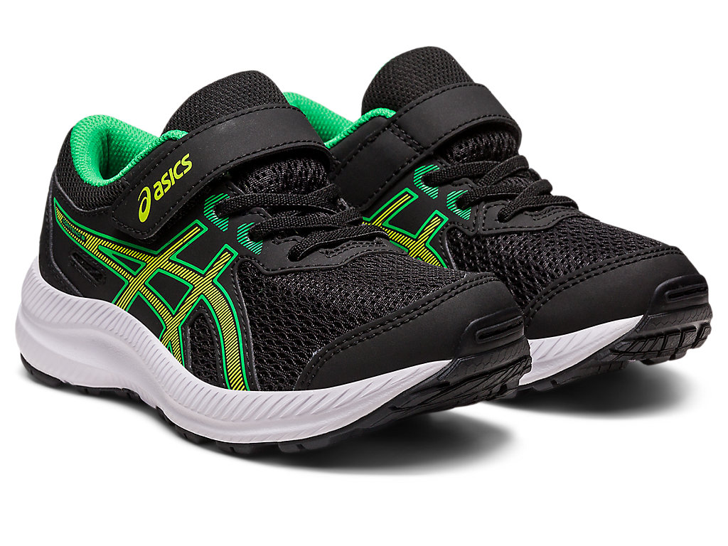 Kids' Asics Contend 8 Pre-School Running Shoes Black / Light Green | 9416-XAWGK