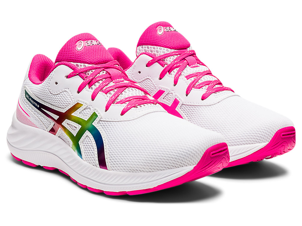 Kids' Asics Gel-Excite 9 Grade School Running Shoes White / Pink | 4123-LTCHQ