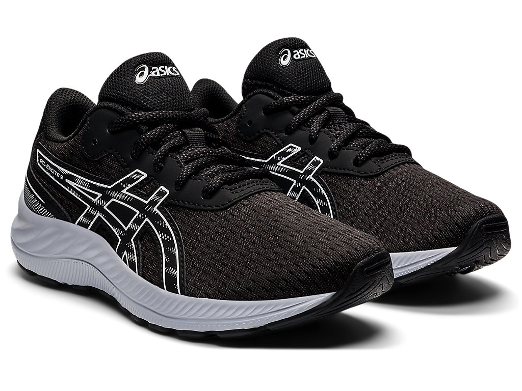 Kids' Asics Gel-Excite 9 Grade School Running Shoes Black / White | 6978-TXUQY