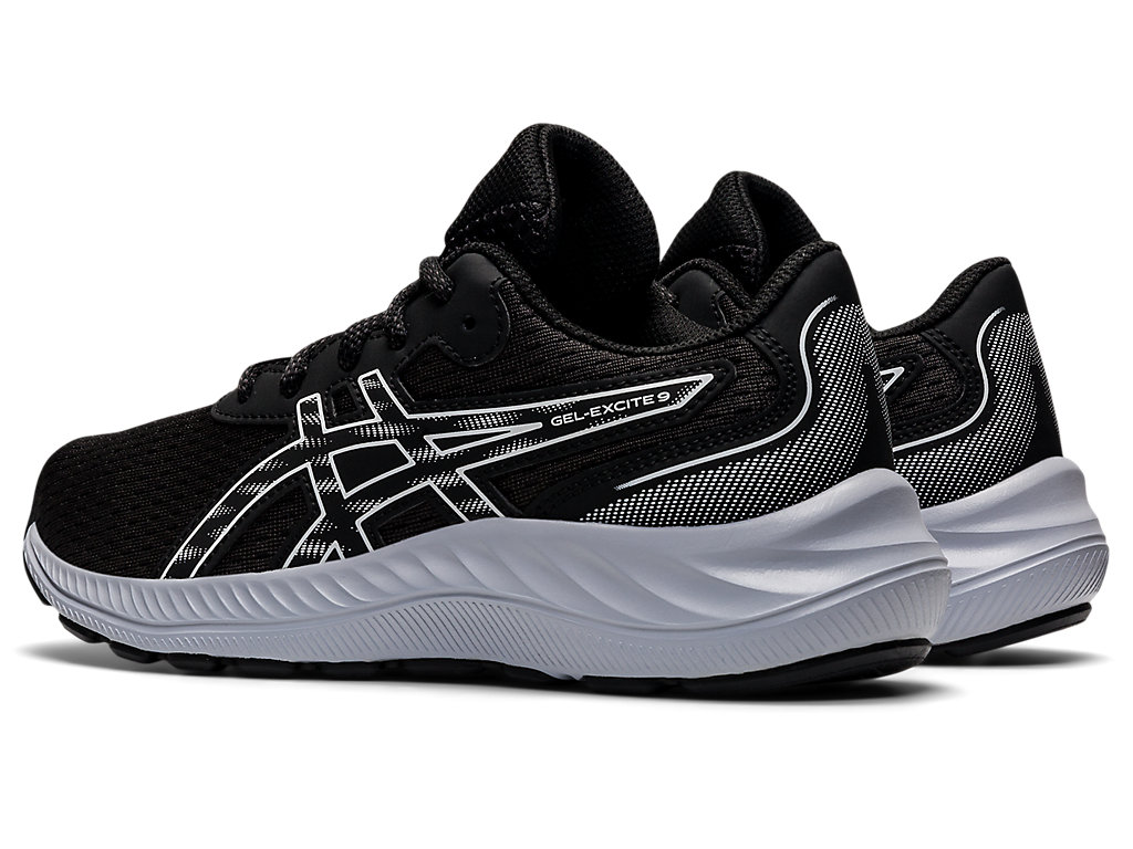 Kids' Asics Gel-Excite 9 Grade School Running Shoes Black / White | 6978-TXUQY