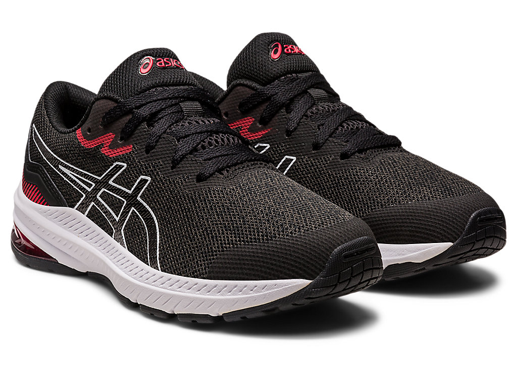 Kids' Asics Gt-1000 11 Grade School Running Shoes Black / Red | 5106-WPLNJ