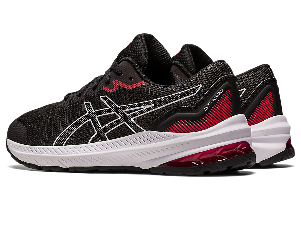 Kids' Asics Gt-1000 11 Grade School Running Shoes Black / Red | 5106-WPLNJ