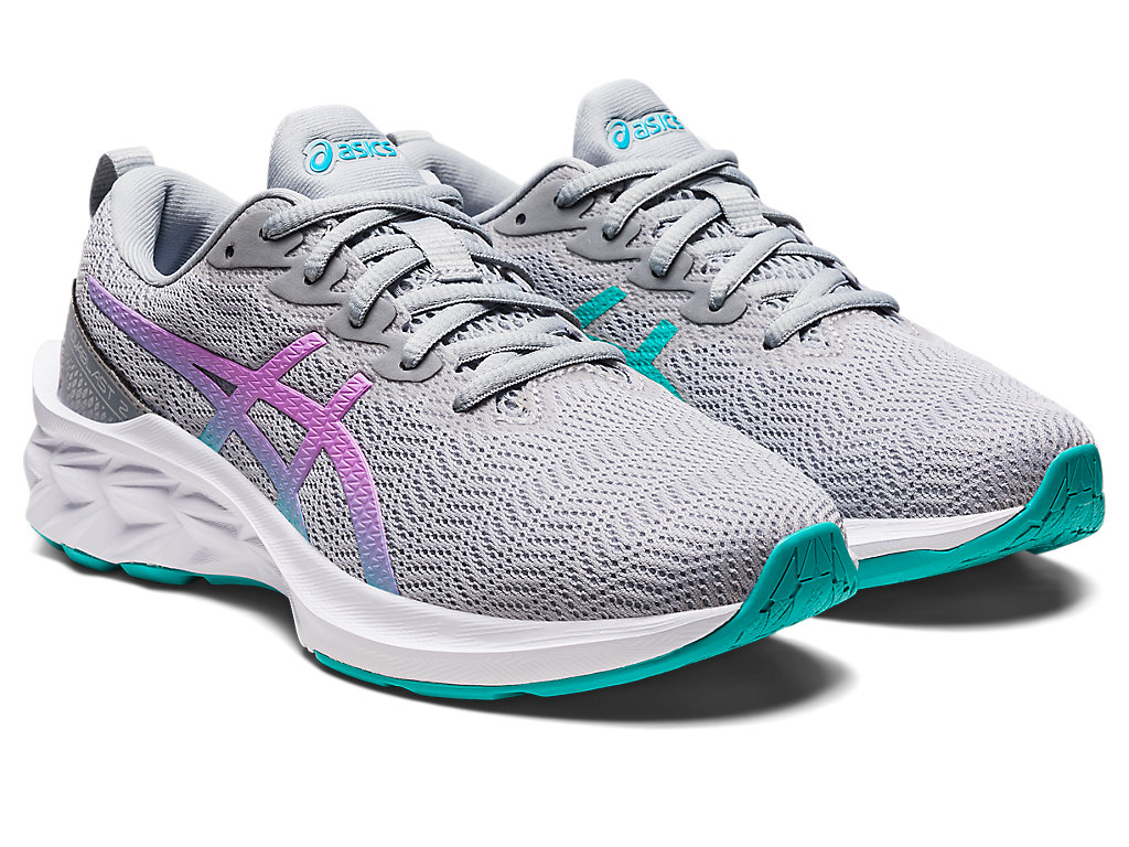 Kids' Asics Novablast 2 Grade School Running Shoes Grey / Lavender | 5309-NKXLV