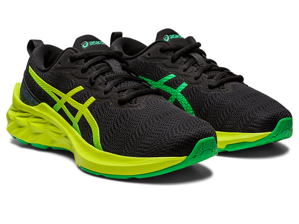 Kids' Asics Novablast 2 Grade School Running Shoes Black / Light Green | 7018-JXVTB