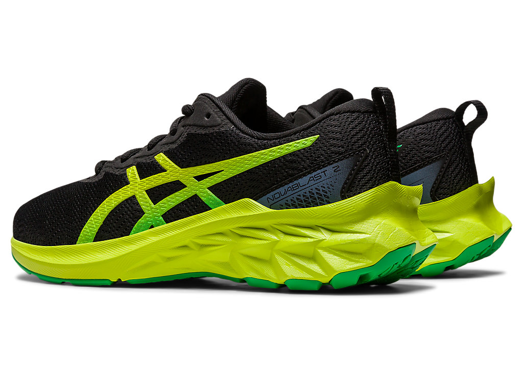 Kids' Asics Novablast 2 Grade School Running Shoes Black / Light Green | 7018-JXVTB