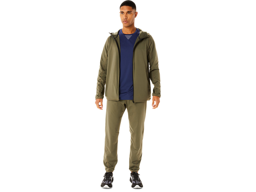 Men's Asics Actibreeze Jacquard Brushed Knit Jackets Green | 6592-VKQZF