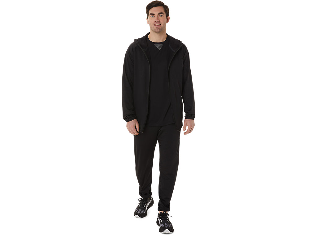 Men's Asics Actibreeze Jacquard Brushed Knit Jackets Black | 6918-LCTOQ