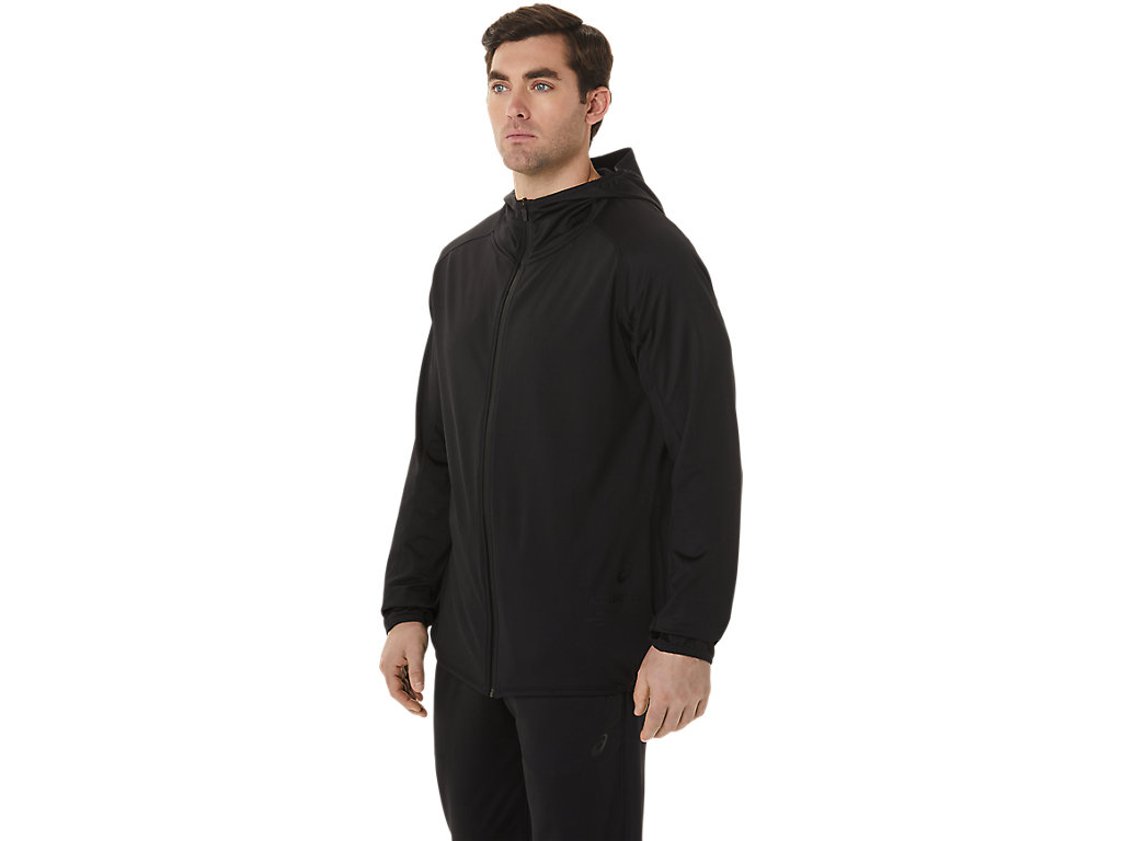 Men's Asics Actibreeze Jacquard Brushed Knit Jackets Black | 6918-LCTOQ