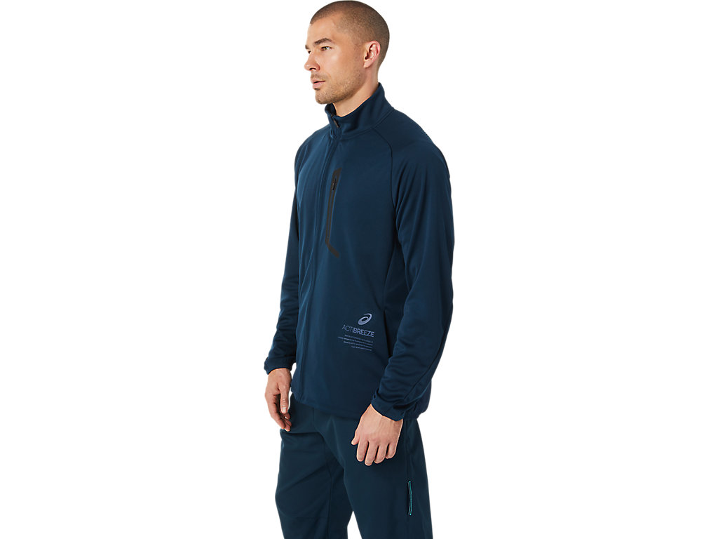 Men's Asics Actibreeze Jacquard Jackets Blue | 5326-QOMZC