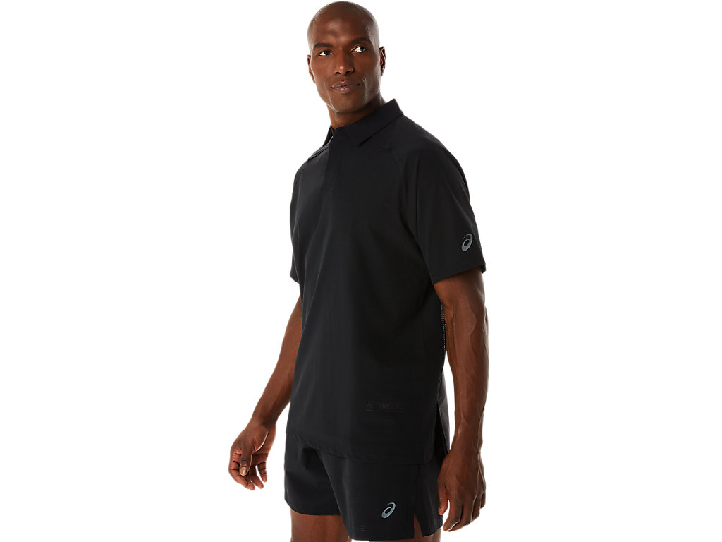 Men's Asics Actibreeze Jacquard T Shirts Black | 1057-MAWIJ