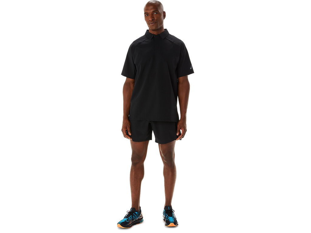 Men's Asics Actibreeze Jacquard T Shirts Black | 1057-MAWIJ