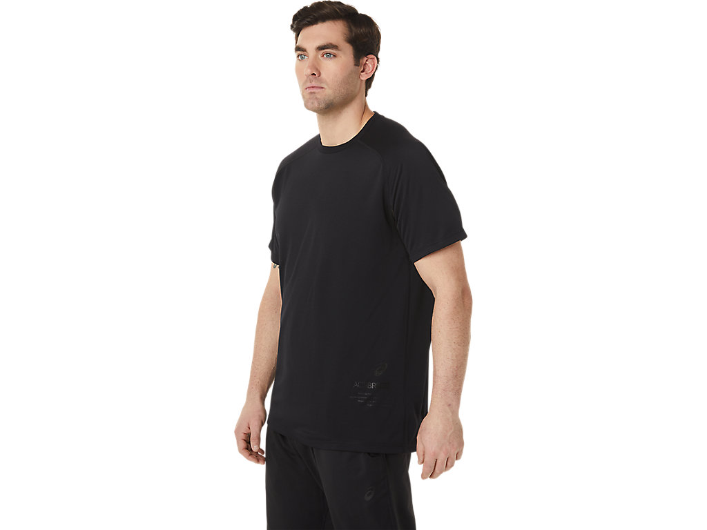 Men's Asics Active Sleeve T Shirts Black | 6953-OHMJR