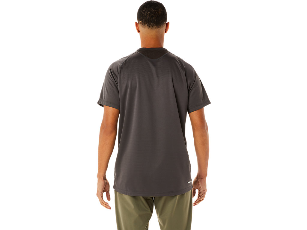 Men's Asics Active Sleeve T Shirts Obsidian Grey | 9675-MEQTG