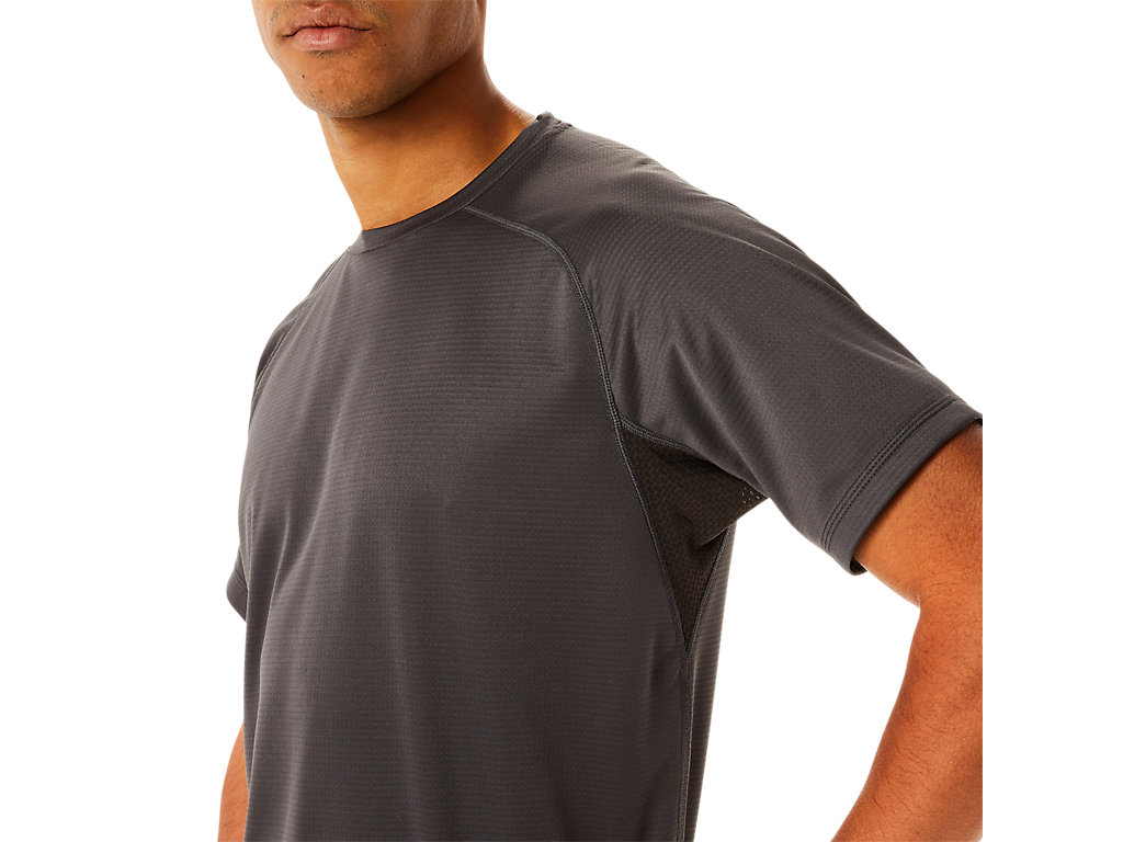 Men's Asics Active Sleeve T Shirts Obsidian Grey | 9675-MEQTG