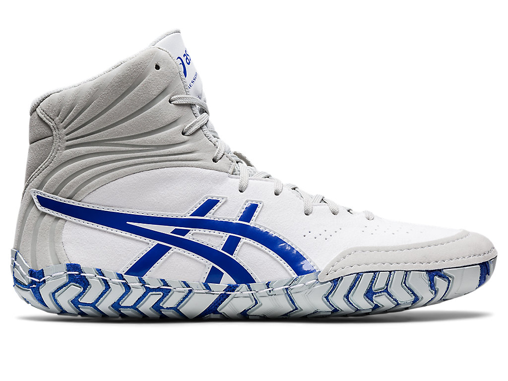 Men\'s Asics Aggressor 5 Wrestling Shoes White / Blue | 1476-KWJGQ