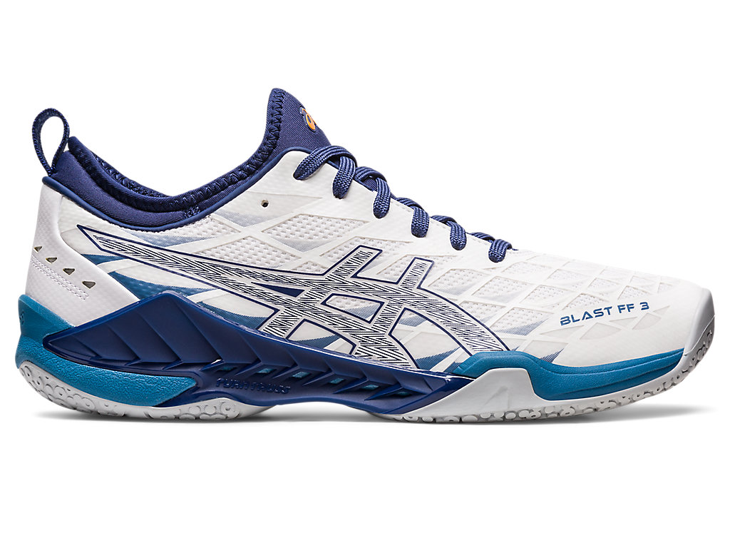 Men\'s Asics Blast Ff 3 Volleyball Shoes White / Deep | 9087-TOKJN