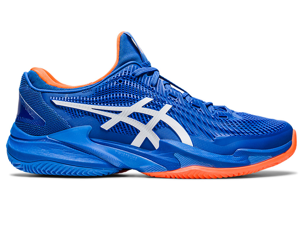 Men\'s Asics Court Ff 3 Novak Clay Tennis Shoes Blue / White | 5941-OUWGV