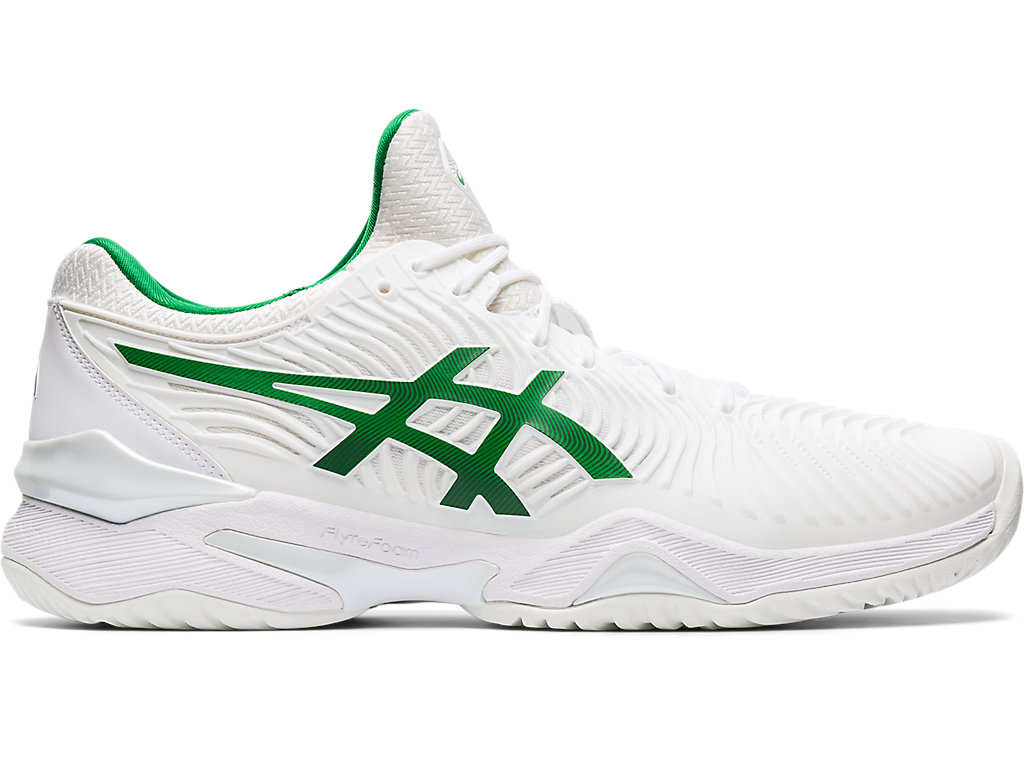 Men\'s Asics Court Ff Novak Tennis Shoes White / Green | 6592-MLSHA