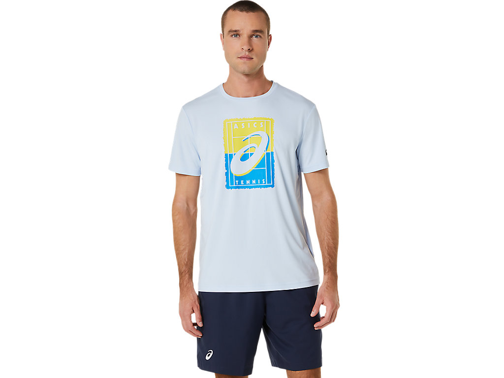 Men\'s Asics Court Gs Graphic Tee T Shirts Blue | 7065-KSJZY