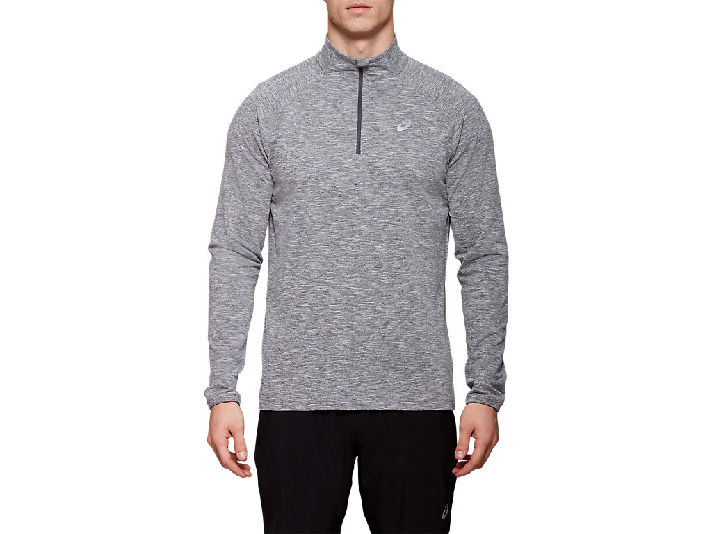 Men\'s Asics Dorai Quarter Zip Hoodie Dark Grey | 5389-JFLUH