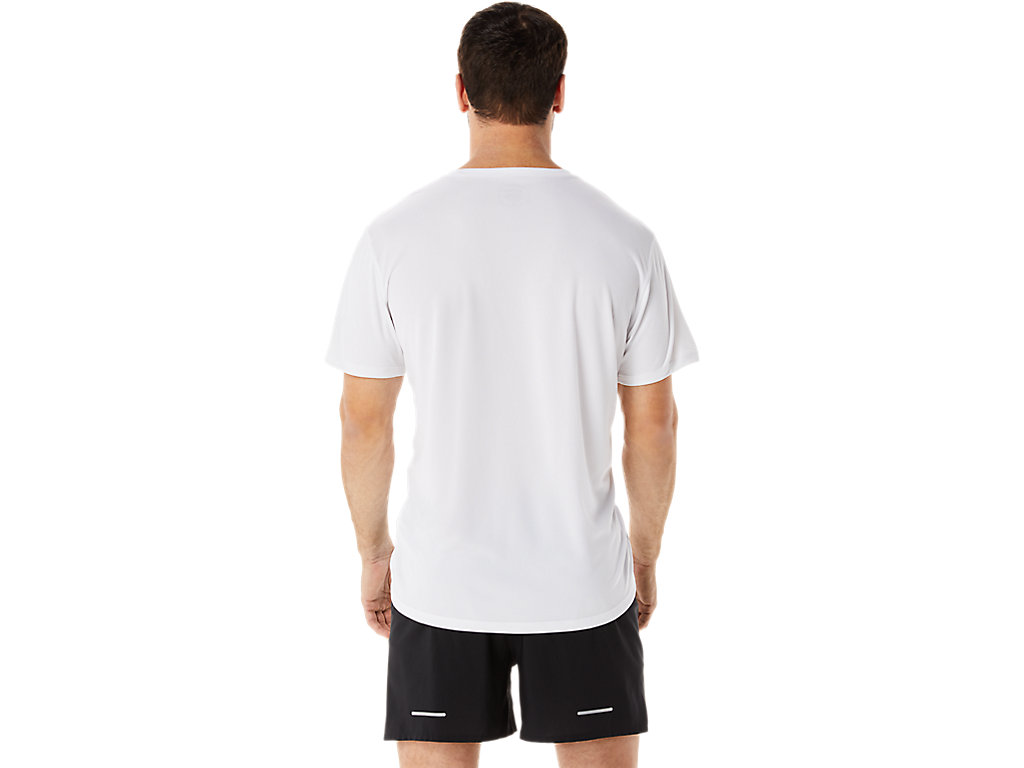 Men's Asics Ekiden Sleeve T Shirts White / Blue | 4516-RIGAJ