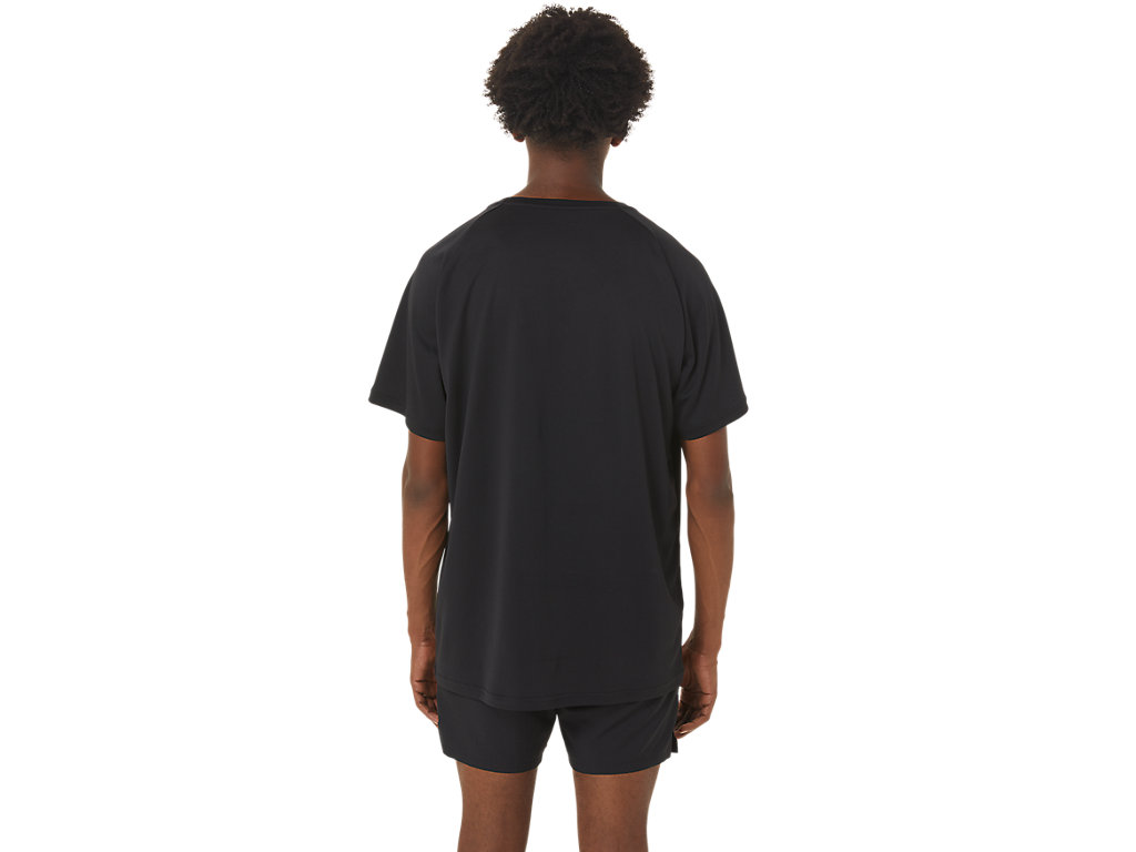 Men's Asics Finish Line Graphic Sleeve T Shirts Black | 9137-SQJWC