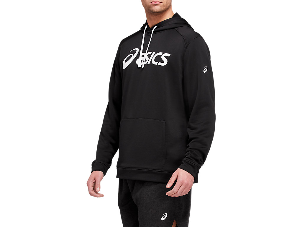 Men's Asics French Terry Hoodie Black / White | 8764-JWTCX