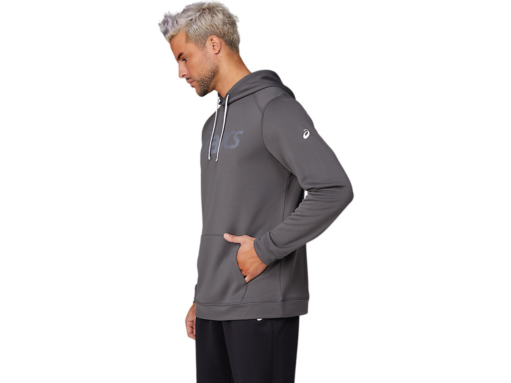 Men's Asics French Terry Hoodie Deep Grey | 7183-BXUOG