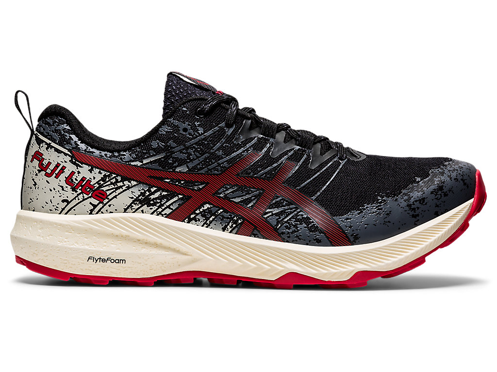 Men\'s Asics Fuji Lite 2 Trail Running Shoes Black / Red | 3286-IPKAL