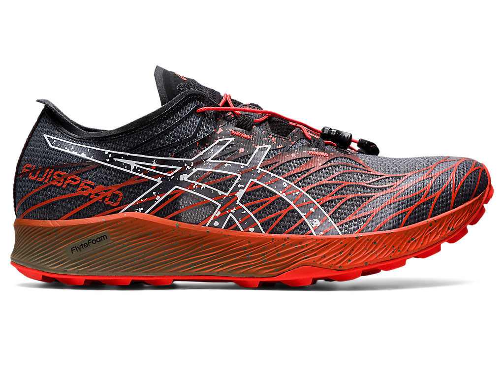 Men\'s Asics Fujispeed Trail Running Shoes Black / Pink | 1649-QRGEC