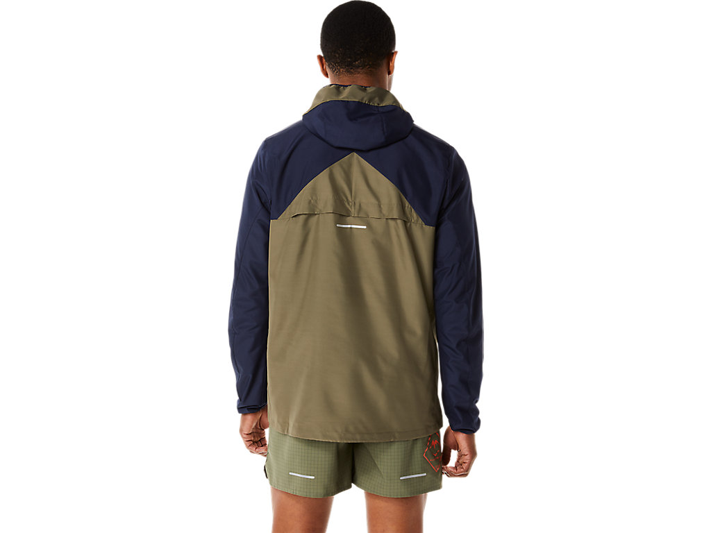 Men's Asics Fujitrail Anorak Jackets Green | 8247-OKSAE