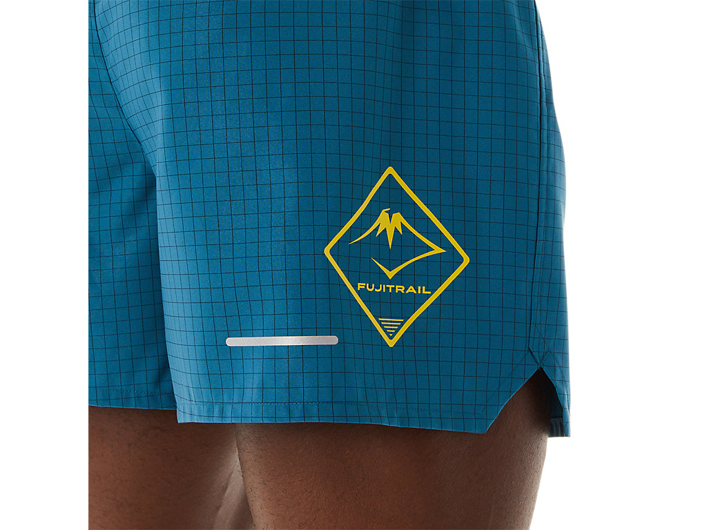 Men's Asics Fujitrail Logo Shorts Turquoise / Yellow | 5930-VGNEI