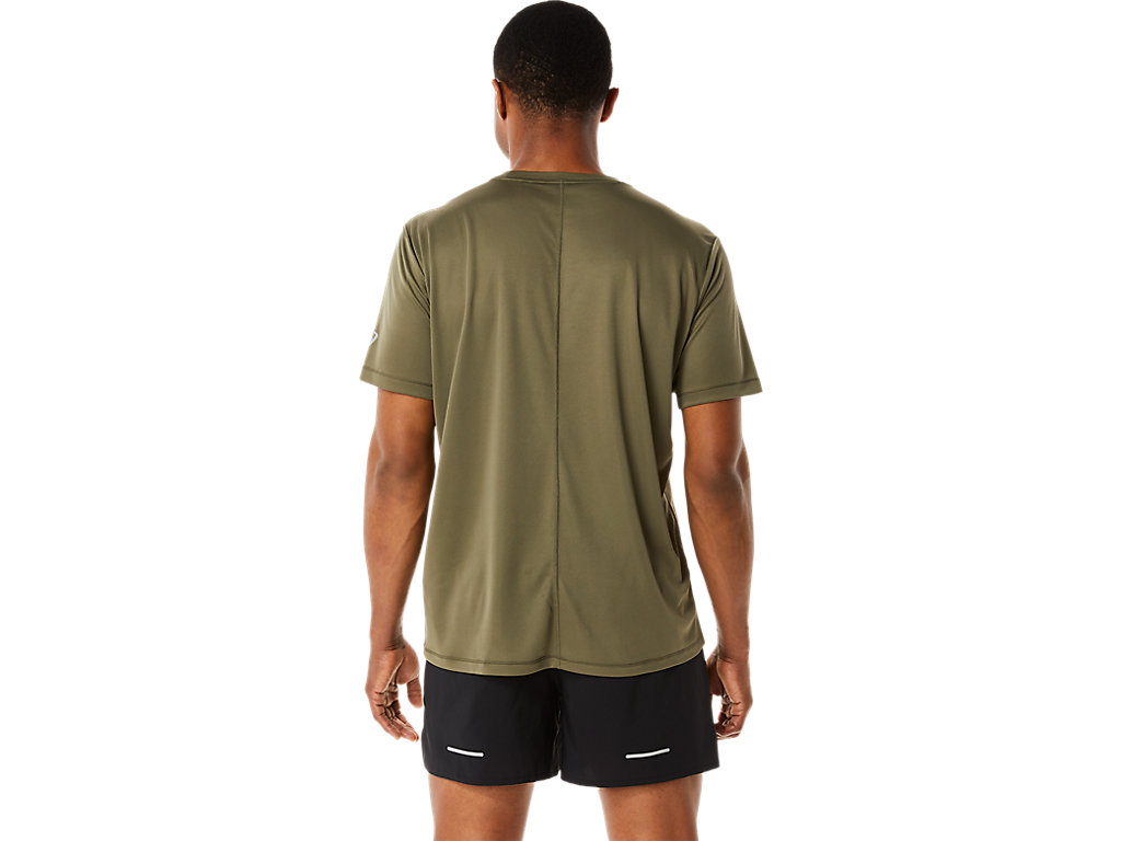 Men's Asics Fujitrail Logo Sleeve T Shirts Green | 4250-UWKEC